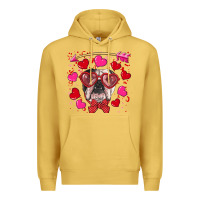 Antique Gold Valentine's day  english bulldog Premium Hoodie - RanaPortraitStore
