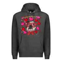 Charcoal Heather Valentine's day  english bulldog Premium Hoodie - RanaPortraitStore