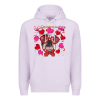 Lilac Valentine's day  english bulldog Premium Hoodie - RanaPortraitStore