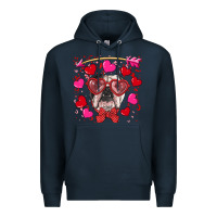 Navy Valentine's day  english bulldog Premium Hoodie - RanaPortraitStore