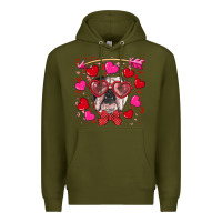 Army Green Valentine's day  english bulldog Premium Hoodie - RanaPortraitStore