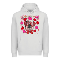 Dove Grey Valentine's day  english bulldog Premium Hoodie - RanaPortraitStore