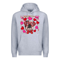 Heather Grey Valentine's day  english bulldog Premium Hoodie - RanaPortraitStore