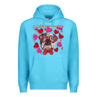 Ocean Blue Valentine's day  english bulldog Premium Hoodie - RanaPortraitStore