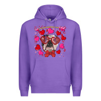 Purple Valentine's day  english bulldog Premium Hoodie - RanaPortraitStore