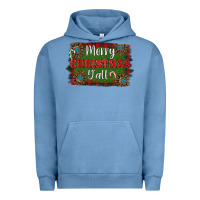 Pigment Pebble Blue Merry Christmas Y'all Urban Hoodie - RanaPortraitStore