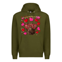 Army Green Valentine's day  labrador retriever Premium Hoodie - RanaPortraitStore