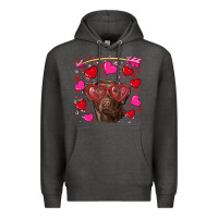 Charcoal Heather Valentine's day  labrador retriever Premium Hoodie - RanaPortraitStore