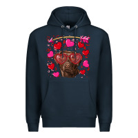 Navy Valentine's day  labrador retriever Premium Hoodie - RanaPortraitStore
