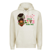 Oatmeal Heather sorority colors its the self love for me afro woman2 Premium Hoodie - texasbilliewilder