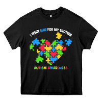 Black Wear Blue For My Brother Autism Heavy Core Tee - CowhideDigitalArt