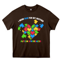 Chocolate Brown Wear Blue For My Brother Autism Heavy Core Tee - CowhideDigitalArt