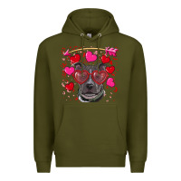 Army Green Valentine's day  pitbull Premium Hoodie - RanaPortraitStore