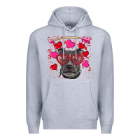 Heather Grey Valentine's day  pitbull Premium Hoodie - RanaPortraitStore