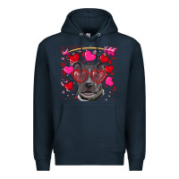 Navy Valentine's day  pitbull Premium Hoodie - RanaPortraitStore