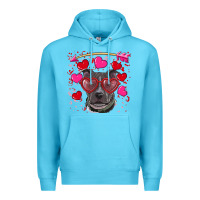Ocean Blue Valentine's day  pitbull Premium Hoodie - RanaPortraitStore