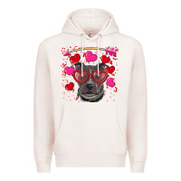 Pale Pink Valentine's day  pitbull Premium Hoodie - RanaPortraitStore