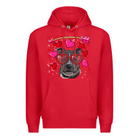 Red Valentine's day  pitbull Premium Hoodie - RanaPortraitStore