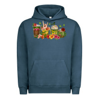 Pigment Midnight Navy floral hustler coffee cups Urban Hoodie - texasbilliewilder