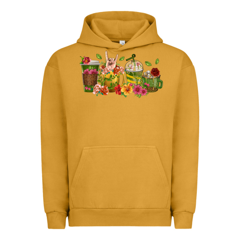 Floral Hustler Coffee Cups Urban Hoodie by texasbilliewilder | Teevron