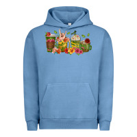 Pigment Pebble Blue floral hustler coffee cups Urban Hoodie - texasbilliewilder