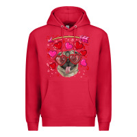 Cardinal Valentine's day  pug Premium Hoodie - RanaPortraitStore