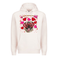 Pale Pink Valentine's day  pug Premium Hoodie - RanaPortraitStore