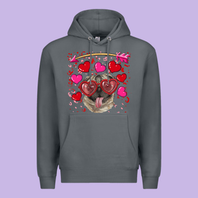 Premium Hoodie Valentine's day  pug