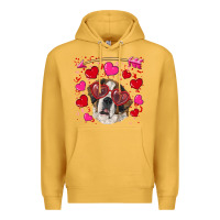 Mustard valentine's day  saint bernard dog Premium Hoodie - RanaPortraitStore