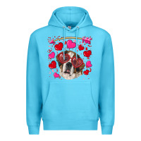 Ocean Blue valentine's day  saint bernard dog Premium Hoodie - RanaPortraitStore