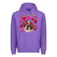 Purple valentine's day  saint bernard dog Premium Hoodie - RanaPortraitStore