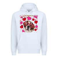 White valentine's day  saint bernard dog Premium Hoodie - RanaPortraitStore