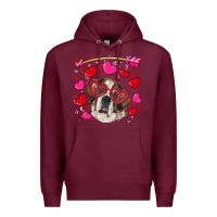 Burgundy valentine's day  saint bernard dog Premium Hoodie - RanaPortraitStore