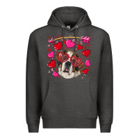 Charcoal Heather valentine's day  saint bernard dog Premium Hoodie - RanaPortraitStore