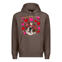 Coffee valentine's day  saint bernard dog Premium Hoodie - RanaPortraitStore