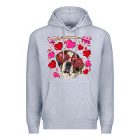 Heather Grey valentine's day  saint bernard dog Premium Hoodie - RanaPortraitStore