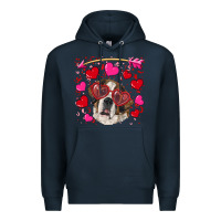 Navy valentine's day  saint bernard dog Premium Hoodie - RanaPortraitStore