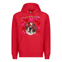 Red valentine's day  saint bernard dog Premium Hoodie - RanaPortraitStore