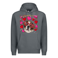 Rock valentine's day  saint bernard dog Premium Hoodie - RanaPortraitStore
