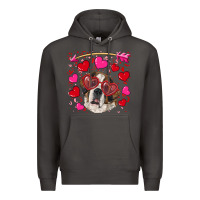 Smoke valentine's day  saint bernard dog Premium Hoodie - RanaPortraitStore