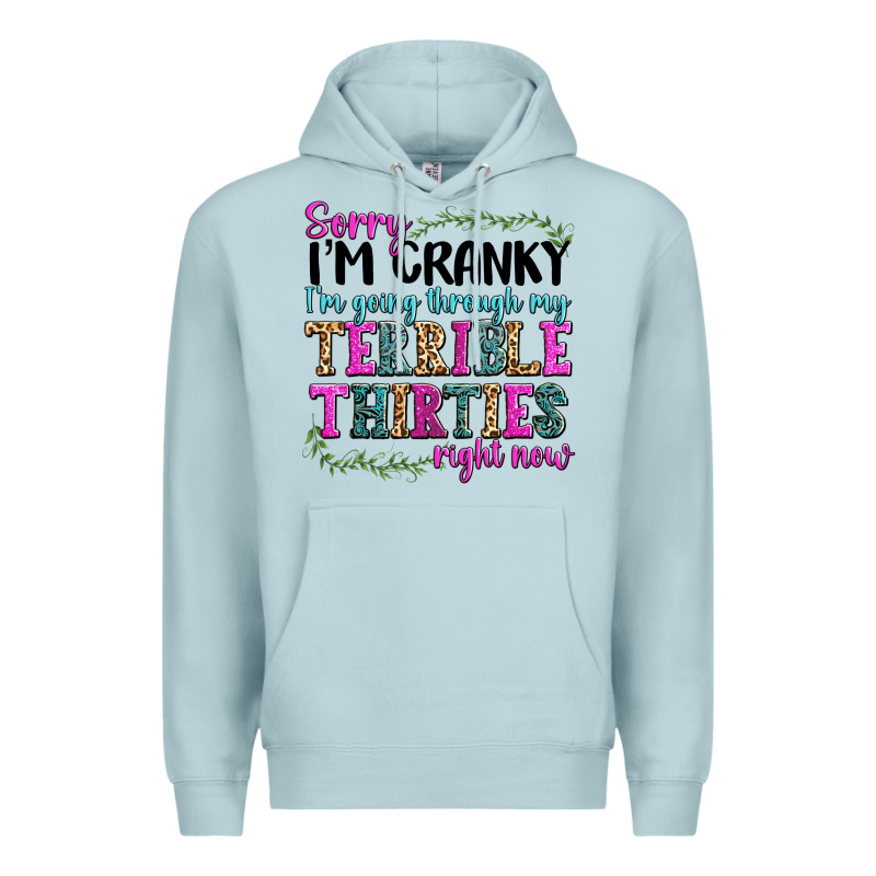 Sorry Im Cranky Im Going Through My Terrible Thirties Right Now Premium Hoodie by texasbilliewilder | Teevron
