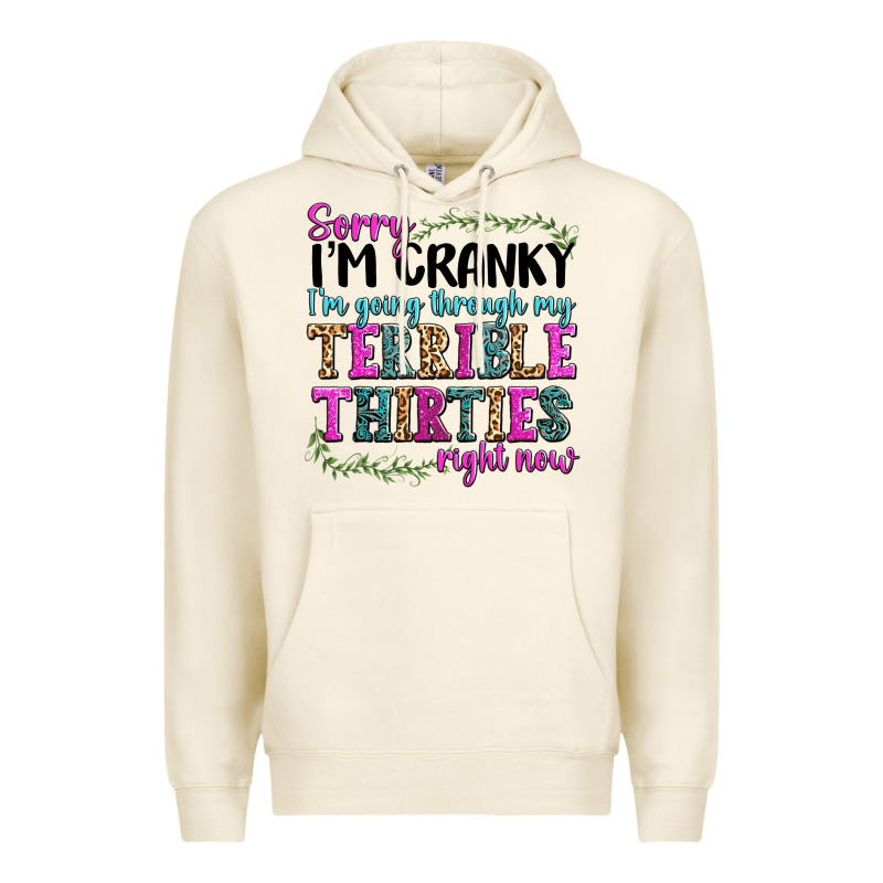 Sorry Im Cranky Im Going Through My Terrible Thirties Right Now Premium Hoodie by texasbilliewilder | Teevron