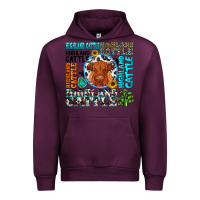 Mauve Wine highland cattle Urban Hoodie - texasbilliewilder