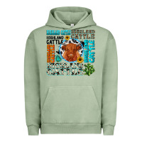 Pigment Oil Green highland cattle Urban Hoodie - texasbilliewilder