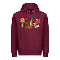 Burgundy strawberry coffee cups Premium Hoodie - AdoDesignShop