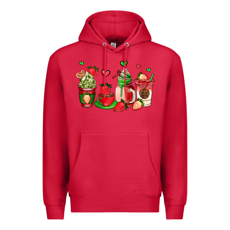 Strawberry Coffee Cups Premium Hoodie by AdoDesignShop | Teevron