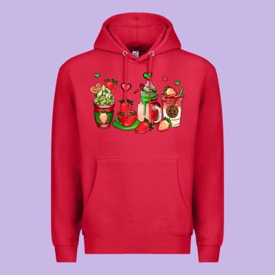 Strawberry Coffee Cups Premium Hoodie Designed By Adodesignshop
