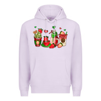 Lilac strawberry coffee cups Premium Hoodie - AdoDesignShop