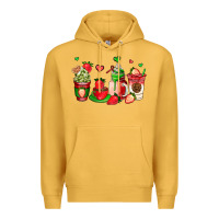 Mustard strawberry coffee cups Premium Hoodie - AdoDesignShop