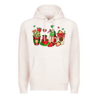 Pale Pink strawberry coffee cups Premium Hoodie - AdoDesignShop